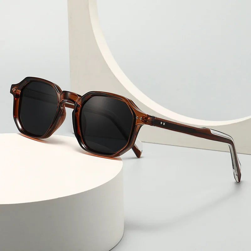 SHAUNA New Polygon Square Men Polarized Sunglasses Retro Rivets Women Blue Green Shades UV400