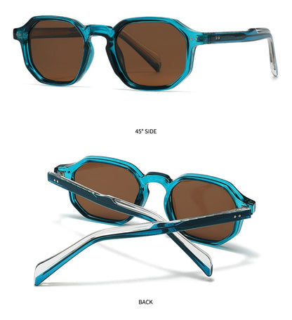 SHAUNA New Polygon Square Men Polarized Sunglasses Retro Rivets Women Blue Green Shades UV400