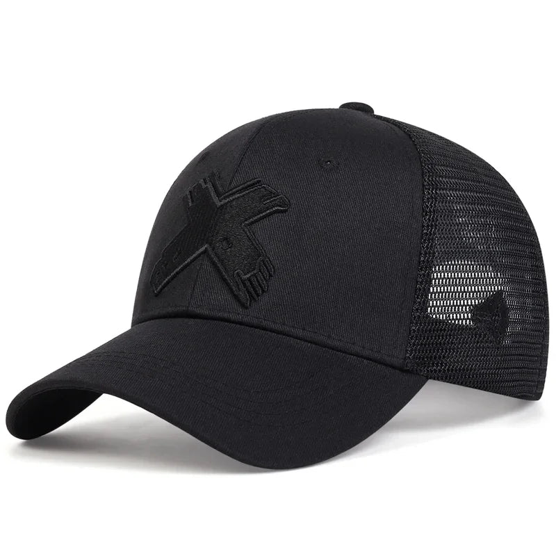 Unisex X Letter Embroidery Baseball Net Caps Spring and Summer Outdoor Adjustable Casual Hats Sunscreen Hat Sports Golf Cap