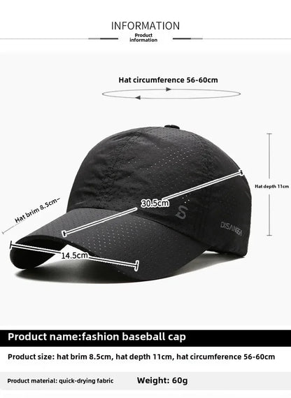 Fashion Design Running Cap Thin Quick Drying Breathable Duck Tongue Outdoor Men's Sun Summer Fishing Avisor Baseball Cap