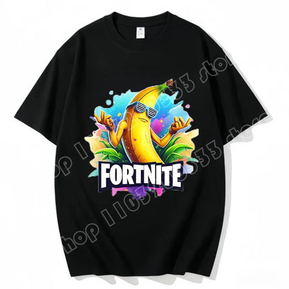 Fortnite Crew Neck T Shirt Unisex Adult Game Dance Fashion New Pure Cotton Short Sleeve Tops Perfect for Casual Wear Vacations