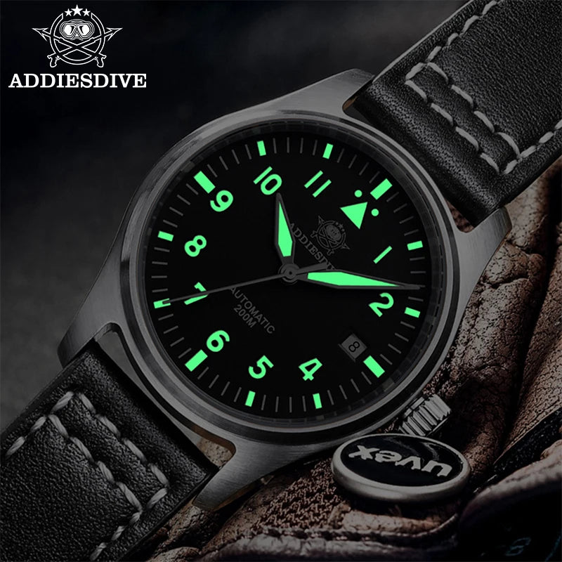 ADDIESDIVE Watches For Men C3 Super Luminous 200m Waterproof Japan 8215 316L Stainless Automatic Mechanical Watch