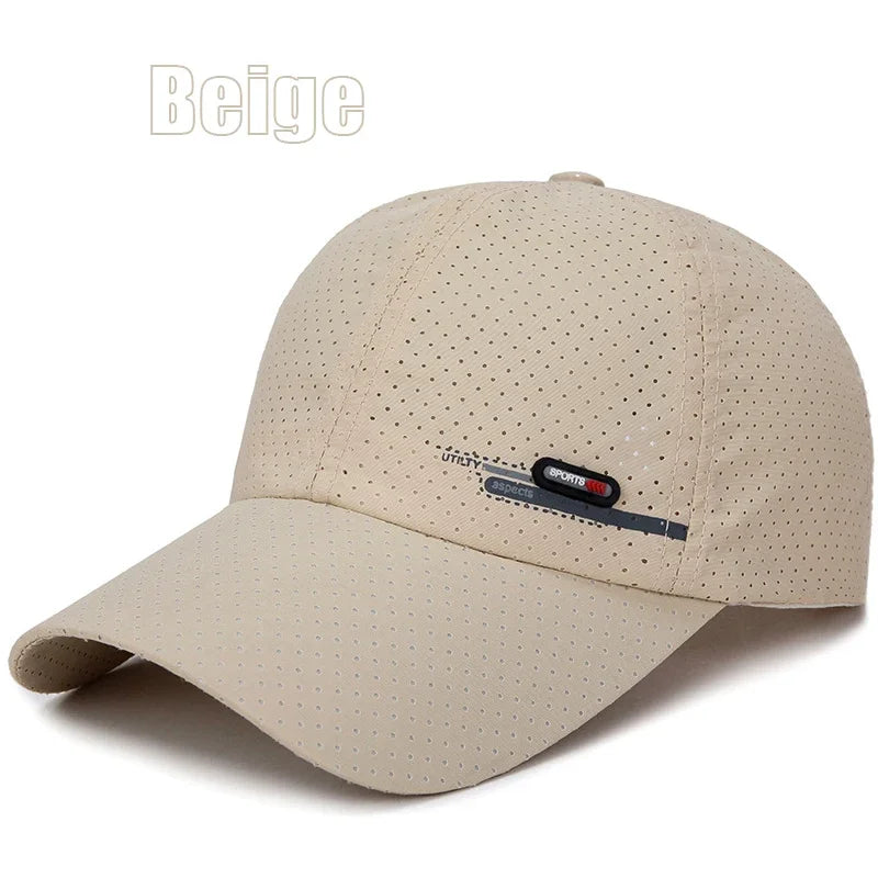 Summer New Breathable Perforated Quick-Drying Hat For Men Fishing Sun Protection Baseball Cap Cycling Travel Sports Hat