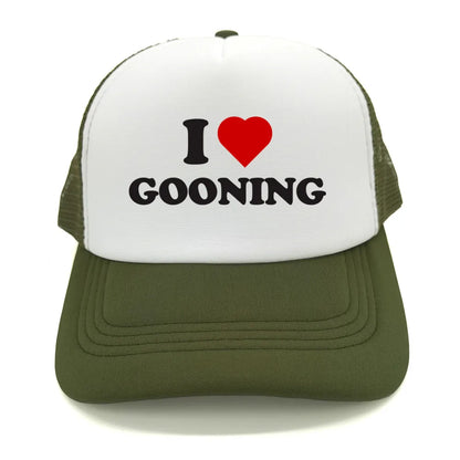 Funny I Love Gooning Baseball Caps Cool Summer Men Mesh Net Hat Humor Trucker Cap Unisex Outdoor Mesh Net Caps MZ-080