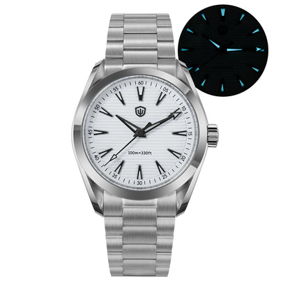 Watchdives WD0006 -kello, VH31-koneisto sujuvalla sekuntiviisarilla, kaareva safiirilasi, BGW9-heijastava pinnoite, vesitiivis 10 baariin asti, 38 mm, vintage-tyyli