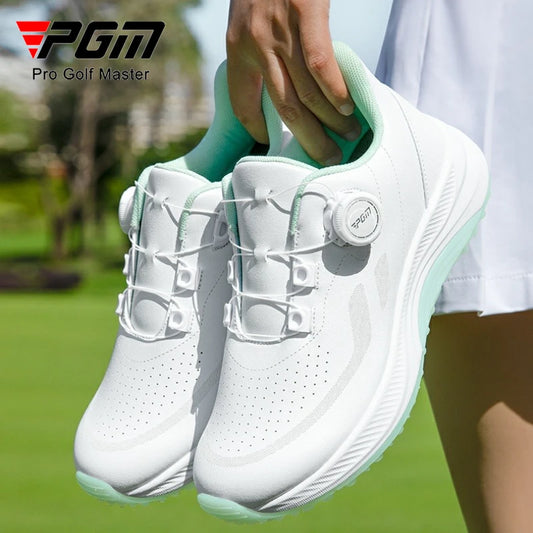 PGM Women's Golf Shoes Summer Breathable Knob Shoelaces Height Increase Anti-Slip Korean Outdoor Sports Sneakers XZ417