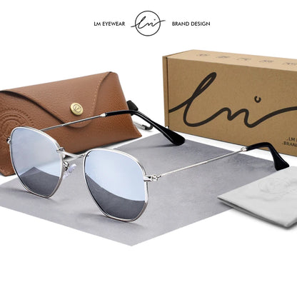 LM New Fashion Women Hexagon Sunglasses Men Retro Polarized Driving Coating Mirror Sun Glasses Goggle UV400 Eyewear gafas de sol