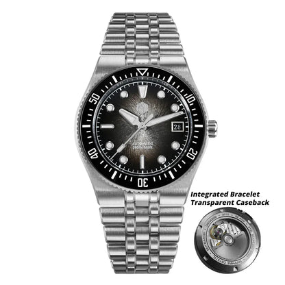 Relógio de mergulho de luxo para homem San Martin 40mm Miyota 9015, mostrador em esmalte sunburst, relógio de pulso mecânico automático, resistente à água 200m, SN0148