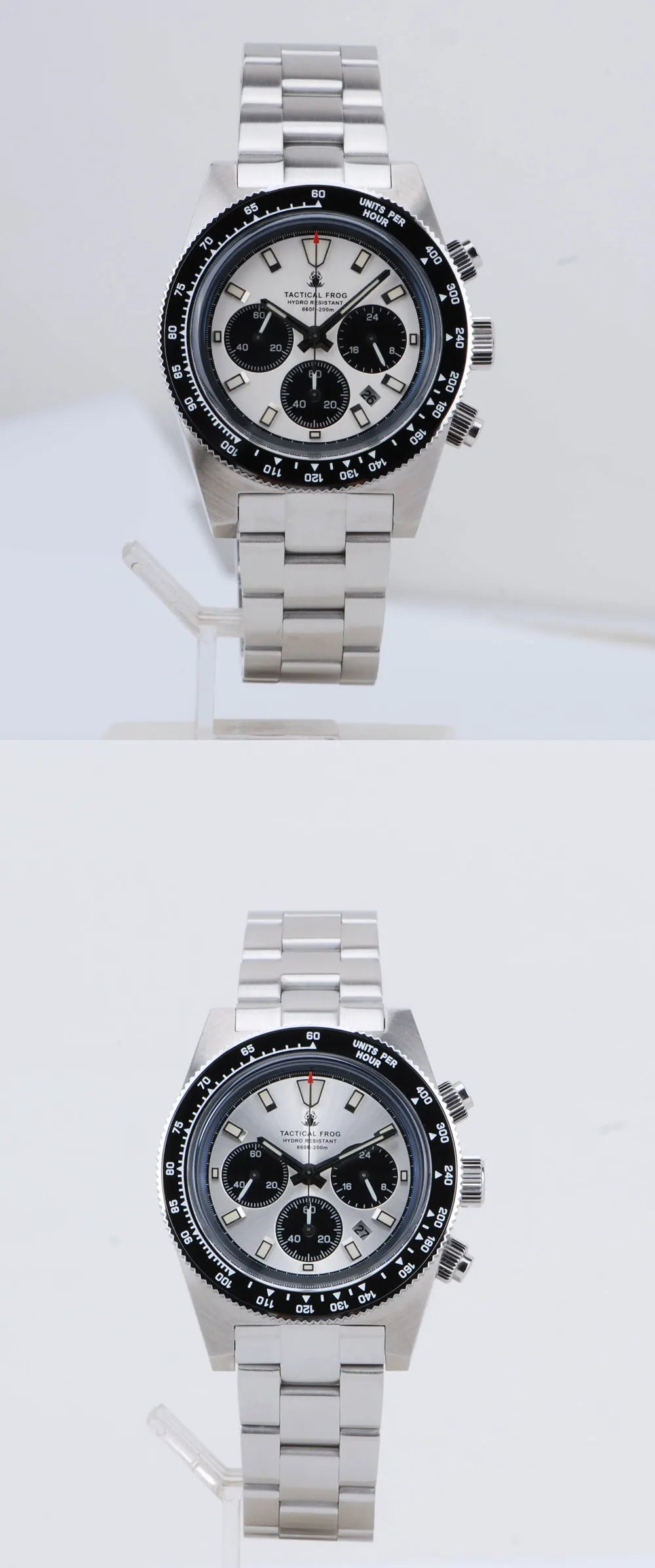 Tactical Frog Men's Business Diving Watch VS75B Quartz Chronograph 316L Steel Sapphire 200M Waterproof C3 Luminous Men's Watch