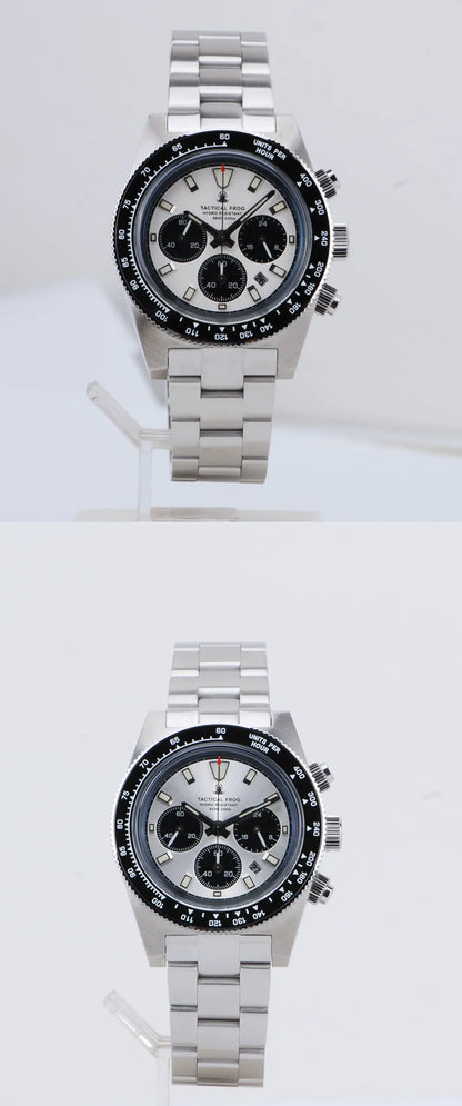 Tactical Frog Men's Business Diving Watch VS75B Quartz Chronograph 316L Steel Sapphire 200M Waterproof C3 Luminous Men's Watch