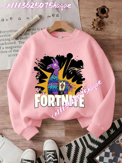 FORTNITED Children Long-sleeved Girls Streetwear Boys Baby Sweatshirt Pullover Sweatshirt Anime Fashion Kid Clothing Tops Gift