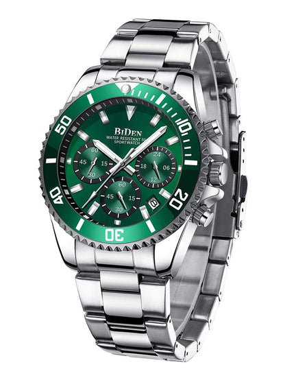 BIDEN Multi functional men's quartz watch luxury waterproof night light business style diving series casual fashion watch