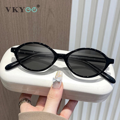 VICKY Simple Geometric Oval Small Frame Retro Design Women's Polarized Sunglasses UV Protection Customizable Prescription K9142