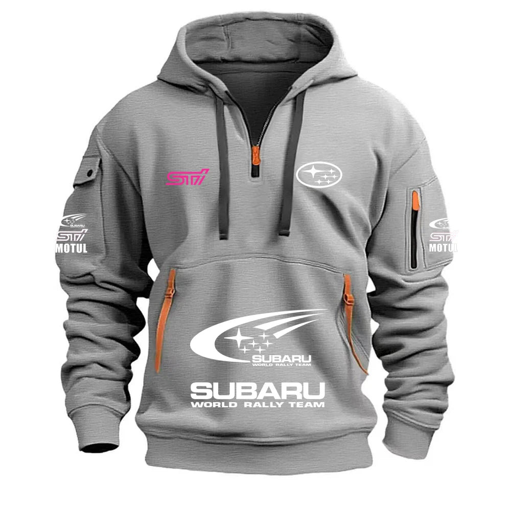 2026 New SUBARU Racing European Size Autumn/Winter Men's Hooded Kangaroo Pocket Hooded Sports Fleece Hoodie Top Coat