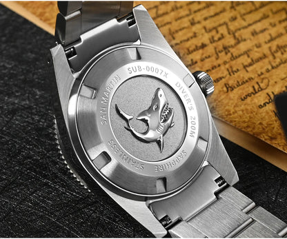 San Martin New 62mas 37mm Diver Mens Watch Classic Luxury Sapphire PT5000 SW200 Automatic Mechanical Watches Date 20Bar Luminous