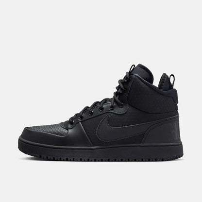 Nike Court Borough Mid Solid Color Versatile Fashionable Leather Mid-Top Men's Black Sneakers Aa0547-002