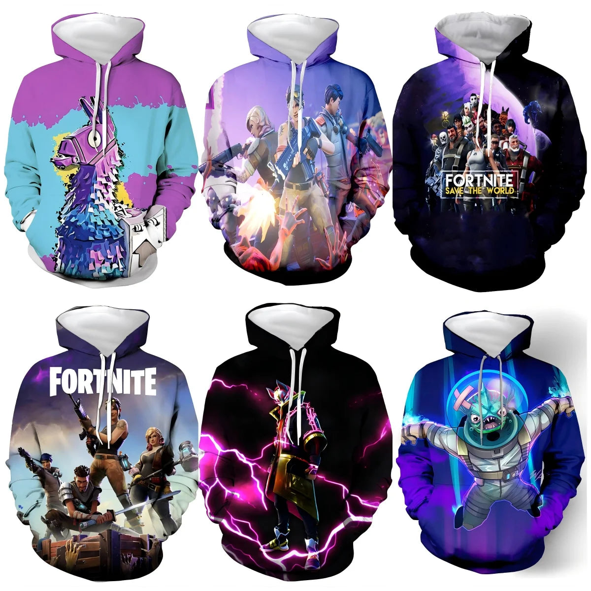Children's Fortnite 2024 Sweatshirt, 3D Digital Printed Hoodie, Men's and Women's Pullover Jacket, Long Sleeve Children's Gift