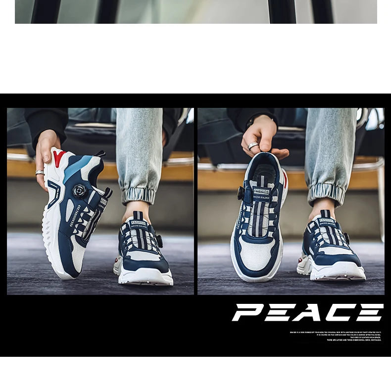 Koreanische Herren-Sportschuhe mit drehbarer Schnalle, modische Freizeitschuhe für alle Jahreszeiten, weiche rutschfeste Sohle, Outdoor-Laufschuhe, Studenten-Sneaker