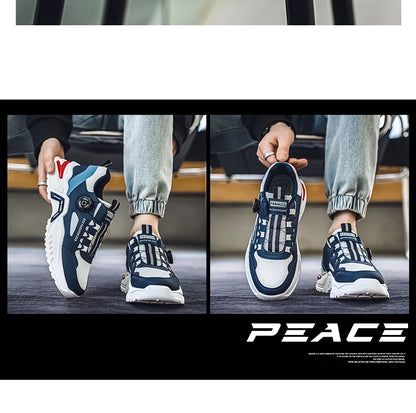 Koreanische Herren-Sportschuhe mit drehbarer Schnalle, modische Freizeitschuhe für alle Jahreszeiten, weiche rutschfeste Sohle, Outdoor-Laufschuhe, Studenten-Sneaker