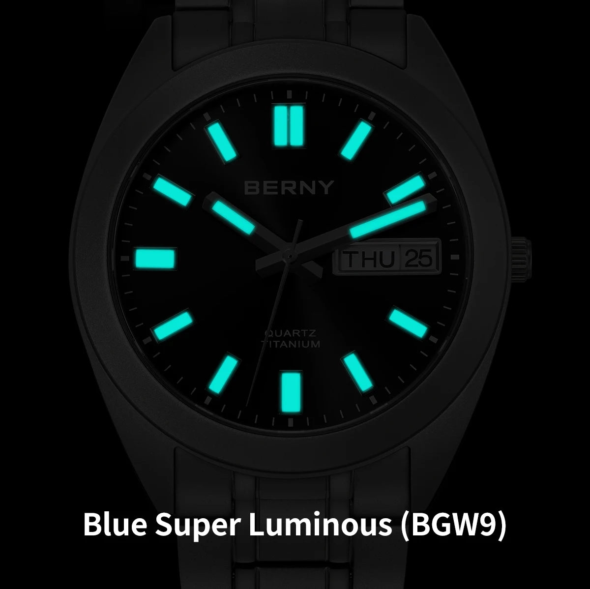 BERNY Titanium Watch for Men Super Light Weight Wristwatch Super Luminous Sapphire 10ATM Waterproof Sport Field Quartz Watches