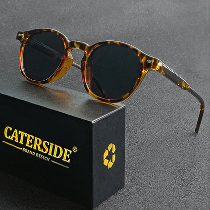 Caterside Polarized Round Sunglasses Men TR Frame Core Insert Leg Sun Glasses Women Set Retro Driving Fishing Punk Eyewear UV400