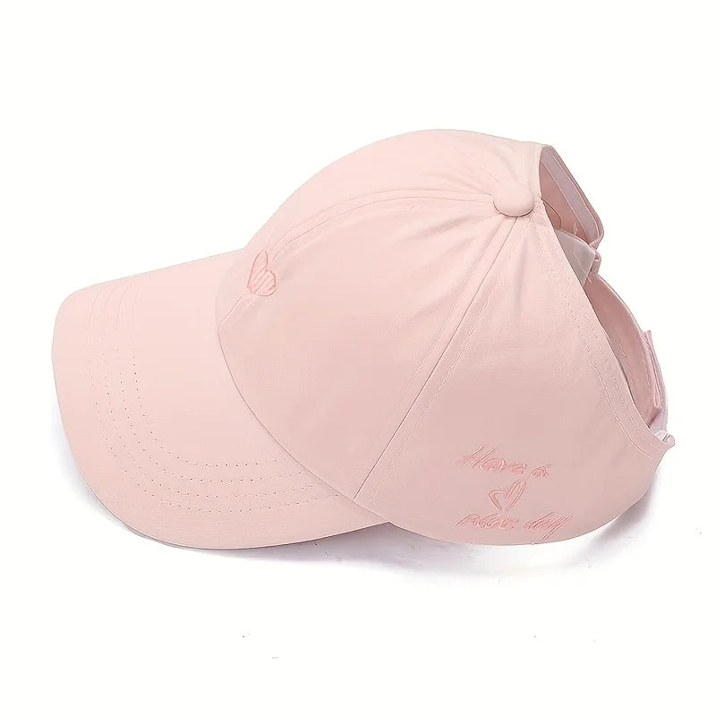 Summer Baseball Cap Breathable Women High Ponytail Outdoor Sport Cap Sunshade Anti-UV Adjustable Travel Beach Empty Top Hat