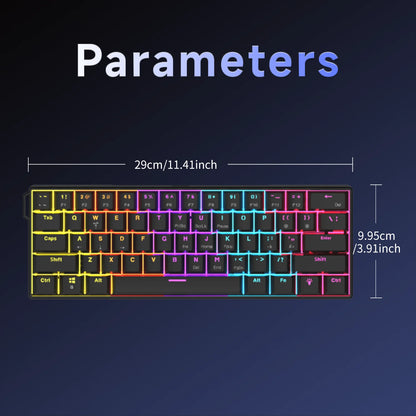 Teclado mecânico gaming com fios AJAZZ NK61 60% RGB hot-swappable, 61 teclas, switch vermelho, mini teclado para PC gamer