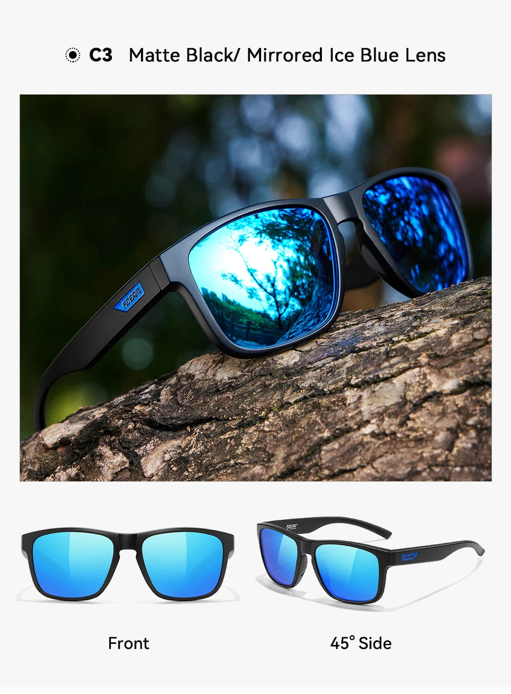 KDEAM XXL Size Men's Polarized Sunglasses Outdoor Sports Goggles Overall Width 155mm Extra Large Sunglass