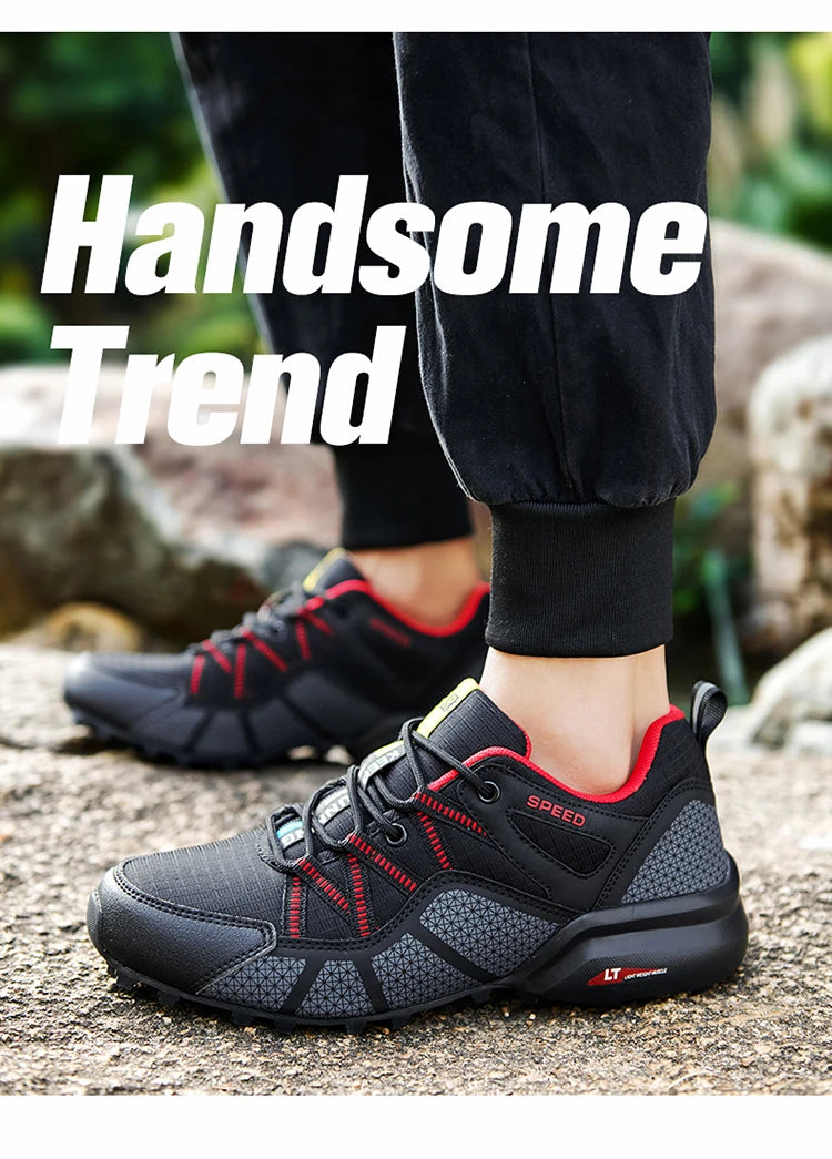 Men's hiking shoes, all-terrain outdoor sports shoes, breathable mesh, non-slip, wear-resistant hiking shoes, outdoor cycling shoes