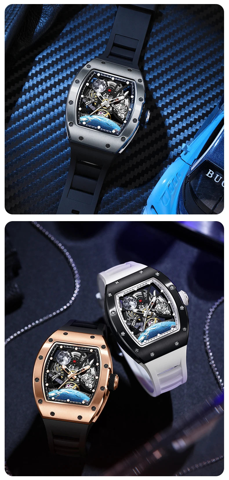 Automatic Mechanical Skeleton Watch Sports Premium Custom Logo Hollow Out Wristwatch for Active Lifestyle
