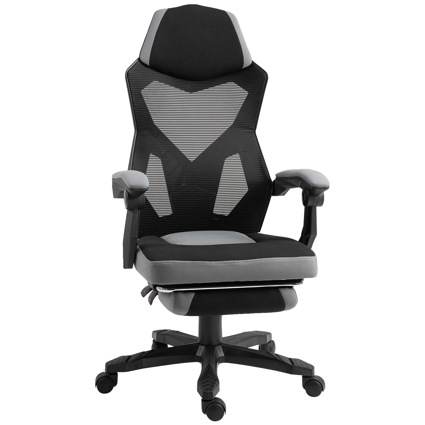 Ergonomic Gaming Office Chair Grey & Black with Adjustable Height, 360° Swivel, Mesh Fabric, High Density Foam, Comfortable Computer Chair