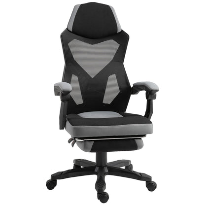 Ergonomic Gaming Office Chair Grey & Black with Adjustable Height, 360° Swivel, Mesh Fabric, High Density Foam, Comfortable Computer Chair