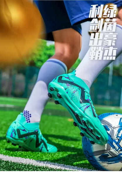 Botas de fútbol oversize para jóvenes y niños, diseño cómodo y flexible, rendimiento estable antideslizante para deportes al aire libre en campo