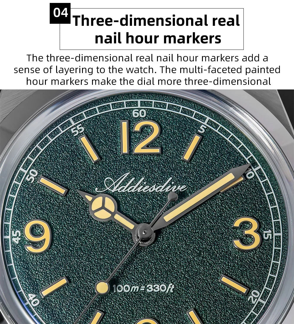 ADDIESDIVE 36mm Orologio da uomo in offerta AD2518, vetro bombato, acciaio inox 316L, impermeabile 100m, al quarzo