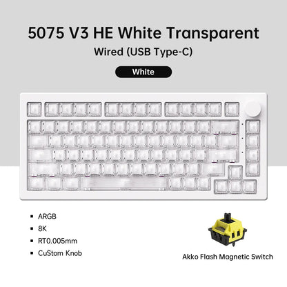 Akko 5075 V3 HE Magnetic Keyboard 75% Custom Mechanical Gaming Keyboard Rapid Trigger 0.005mm 8K Polling Rate ARGB