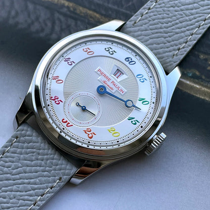 NEW Pierre Paulin Jumping Hour Men's Watch Automatic ST17 Mechanical Watch Steel Purple Vintage Date Window 38mm Metal
