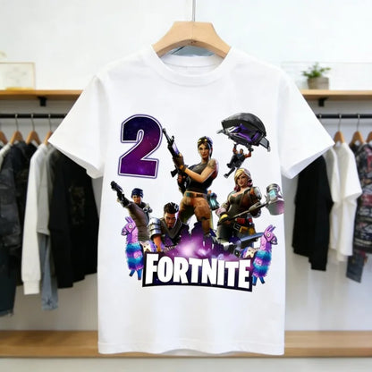Fortnites Children Birthday Number T Shirt Girls Boys Summer Clothes Baby Cotton Tee Shirts Party Short Sleeve Tops Toddler Gift