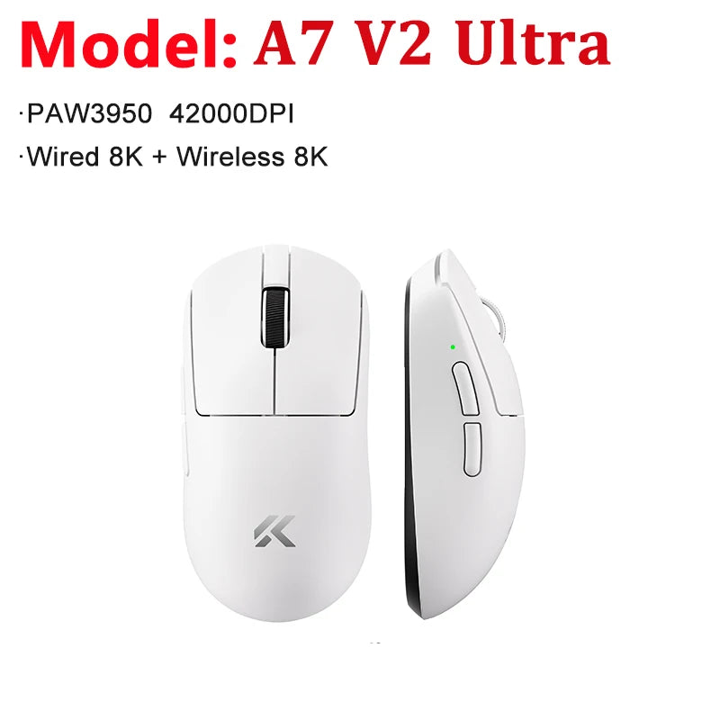 Rato Gaming Sem Fios MCHOSE A7 V2 Ultra / Pro Leve Dual 8000Hz PAW3950 TI 42000DPI para PC e Jogadores de E-sports
