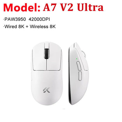 Rato Gaming Sem Fios MCHOSE A7 V2 Ultra / Pro Leve Dual 8000Hz PAW3950 TI 42000DPI para PC e Jogadores de E-sports