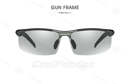 CoolPandas Photochromic Sunglasses Men Polarized Rimless Outdoor Sport Driving Glasses Day Night Chamelon Goggle zonnebril heren