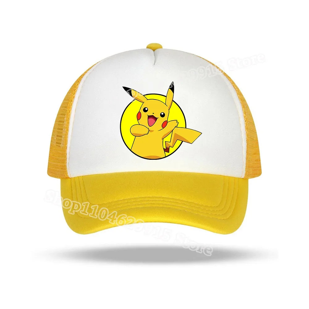 Pokemons Baseball Cap Cartoon Anime Charmander Pikachu Squirtle Headwear Summer Adjustable Breathable Mesh Hats Birthday Gift