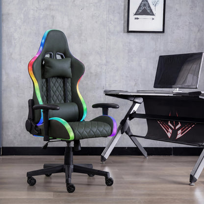 Ergonomic Office Chair with Lumbar Massage, RGB LED Lighting, Reclining Backrest, Adjustable Armrests & Executive Gaming Chair for Home Office