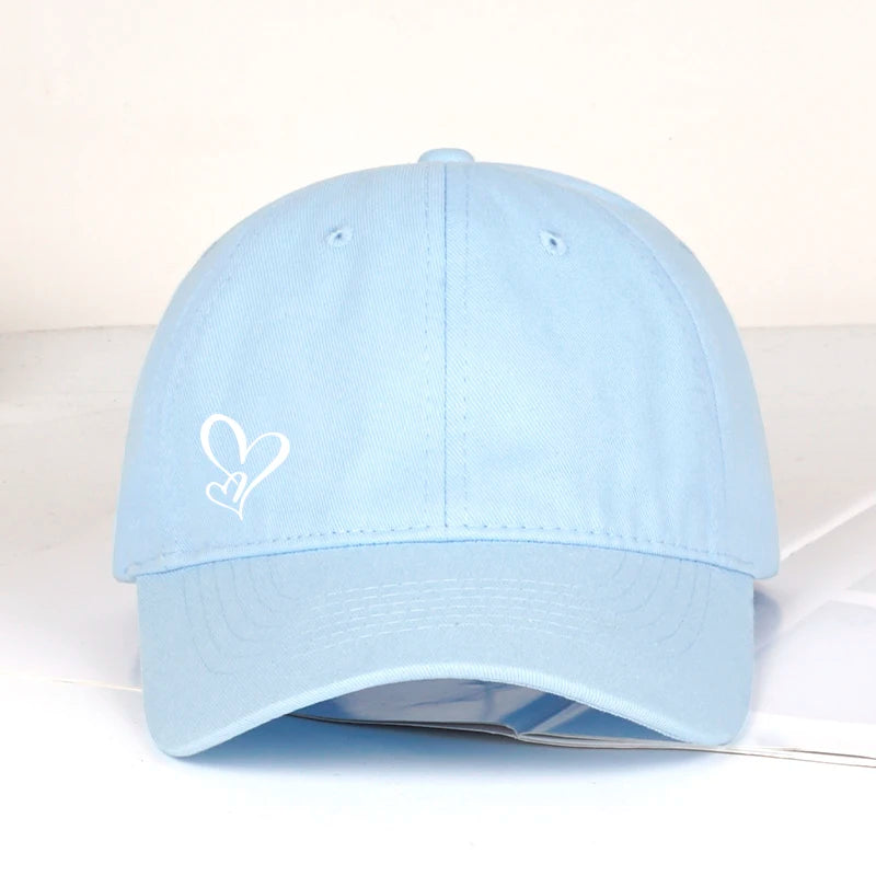 Minimalist Double Heart Print Soft-Peak Baseball Cap – Adjustable Unisex Casual Sun Hat for Couples – Perfect Gift for Best Frie