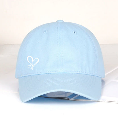 Minimalist Double Heart Print Soft-Peak Baseball Cap – Adjustable Unisex Casual Sun Hat for Couples – Perfect Gift for Best Frie