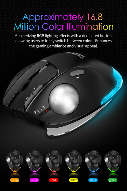 Lefon F33 Bluetooth Ergonomic Trackball Mouse, Rechargeable Wireless Trackball Mouse with Bluetooth & 2.4G, 4800 DPI Ergonomic Rollerball Mouse for PC, Office & Drawing