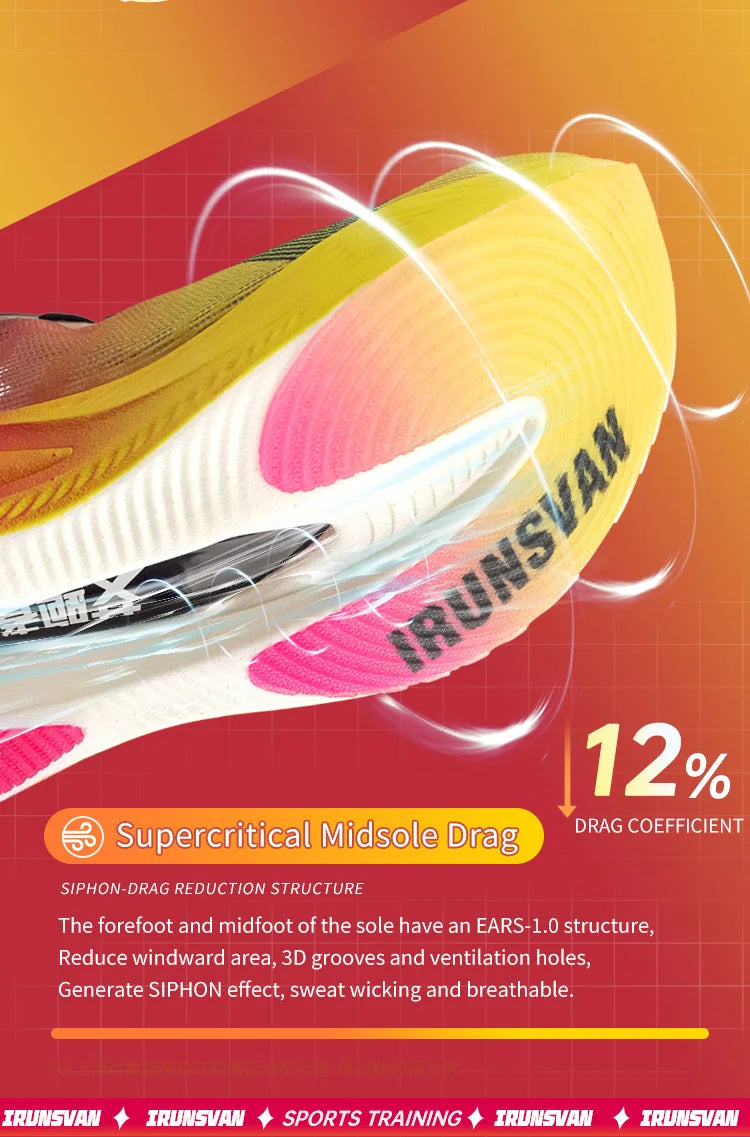IRUNSVAN Original Carbon Plate Marathon Running Shoes Men Professional Stable Support Shock-Relief Ultra-Light Rebound Sneakers