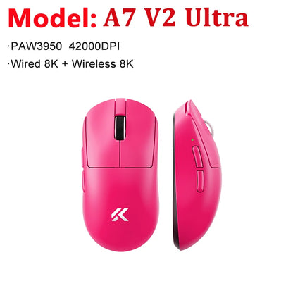 Rato Gaming Sem Fios MCHOSE A7 V2 Ultra / Pro Leve Dual 8000Hz PAW3950 TI 42000DPI para PC e Jogadores de E-sports