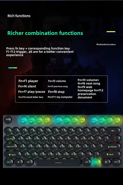 Mechanical Keyboard Gaming Keyboard E-sports Game Office Computer Notebook Desktop Steampunk English USB for Gaming