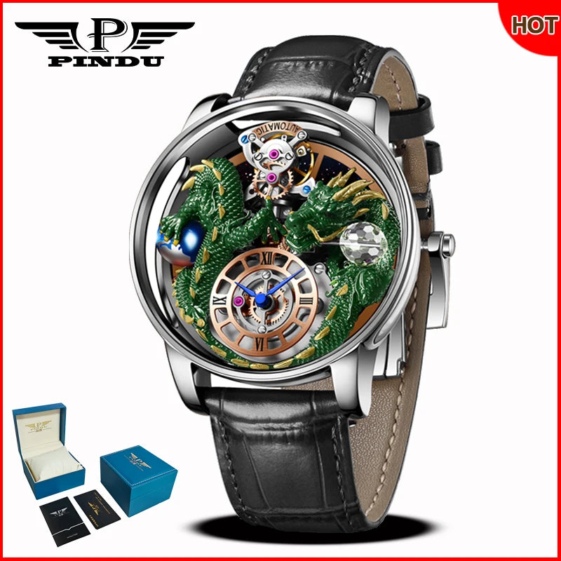 Relógio masculino PINDU Design 2025 NOVO Diamond Tourbillion, relógio de luxo Astronomia de marca premium, quartzo, vidro de safira, impermeável