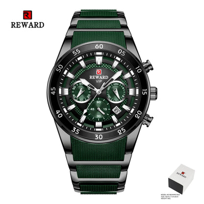 REWARD Relogios Masculino 81011M Sports Silicone Quartz Men's Watch Waterproof Calendar Chronograph Luminous Watches Men Часы